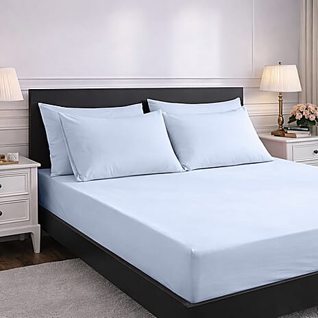 Hush Heven 6-Piece Bedding Set- Includes 2 Fitted Sheets - 4 Pillowcases (King) - Sky Blue