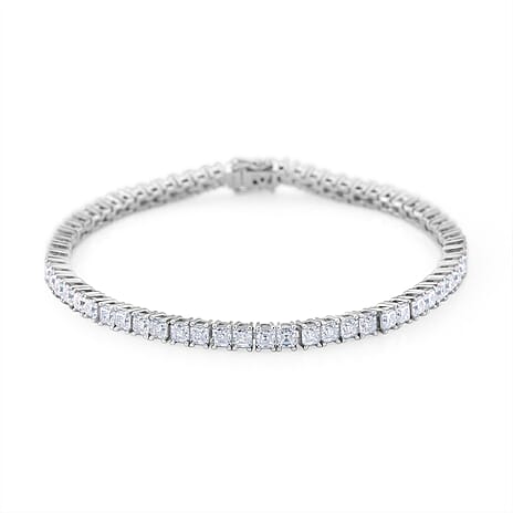 D'Joy Moissanite Tennis Bracelet (Size - 7) in Rhodium Overlay Sterling Silver 8.20 Ct, Silver Wt. 9.30 Gms