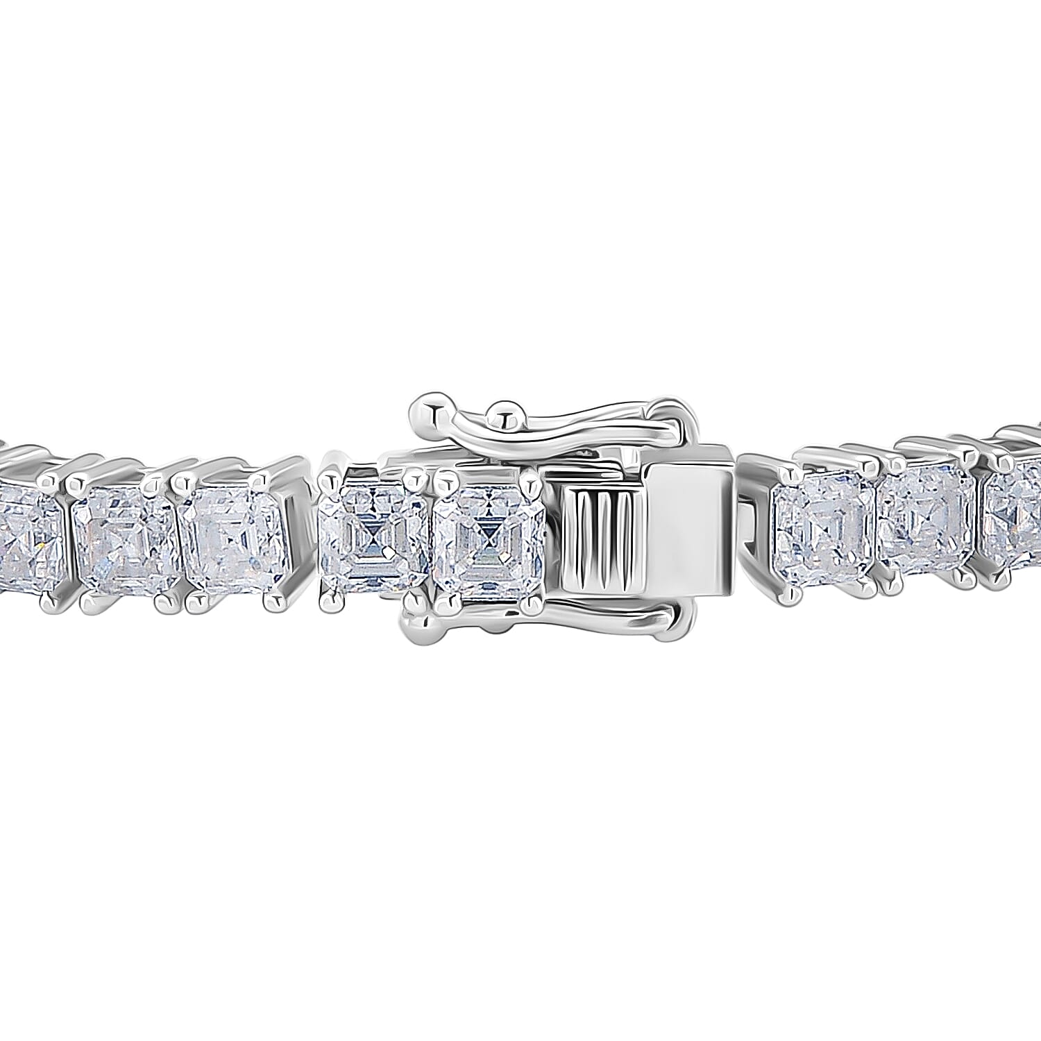 D'Joy Moissanite Tennis Bracelet (Size - 7) in Rhodium Overlay Sterling Silver 8.20 Ct, Silver Wt. 9.30 Gms