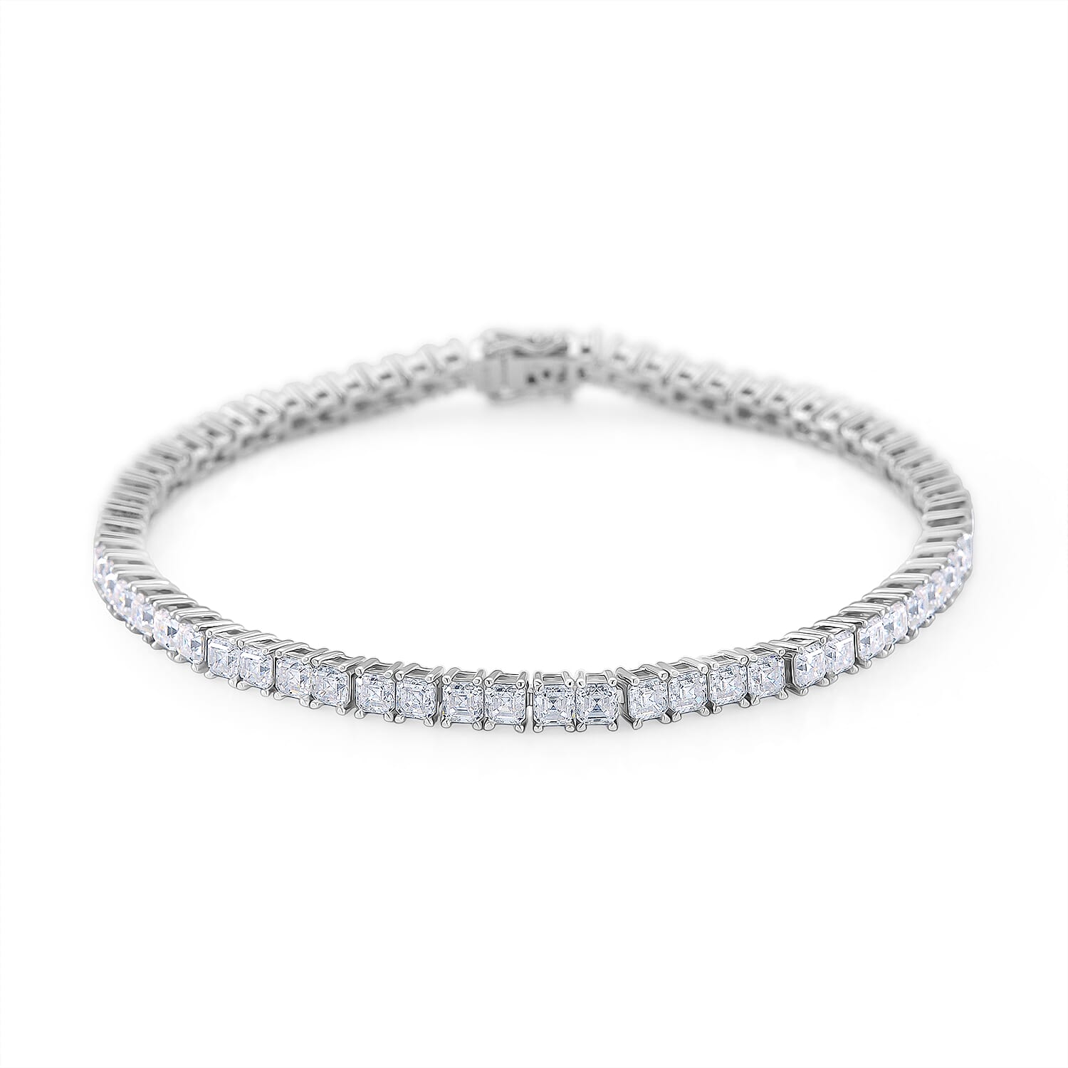 D'Joy Moissanite Tennis Bracelet (Size - 7.5) in Rhodium Overlay Sterling Silver 8.80 Ct, Silver Wt. 10 Gms