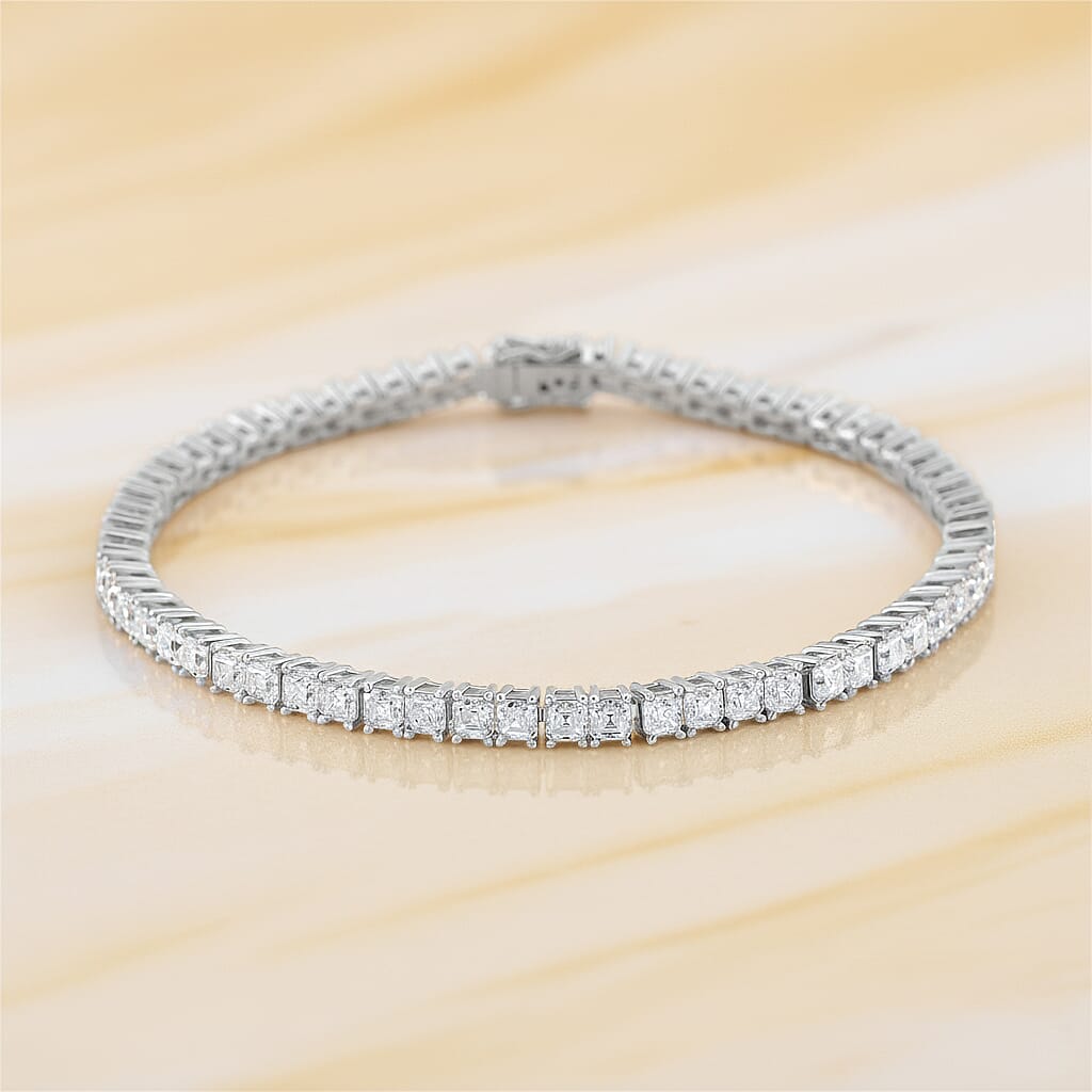 D'Joy Moissanite Tennis Bracelet (Size - 7.5) in Rhodium Overlay Sterling Silver 8.80 Ct, Silver Wt. 10 Gms