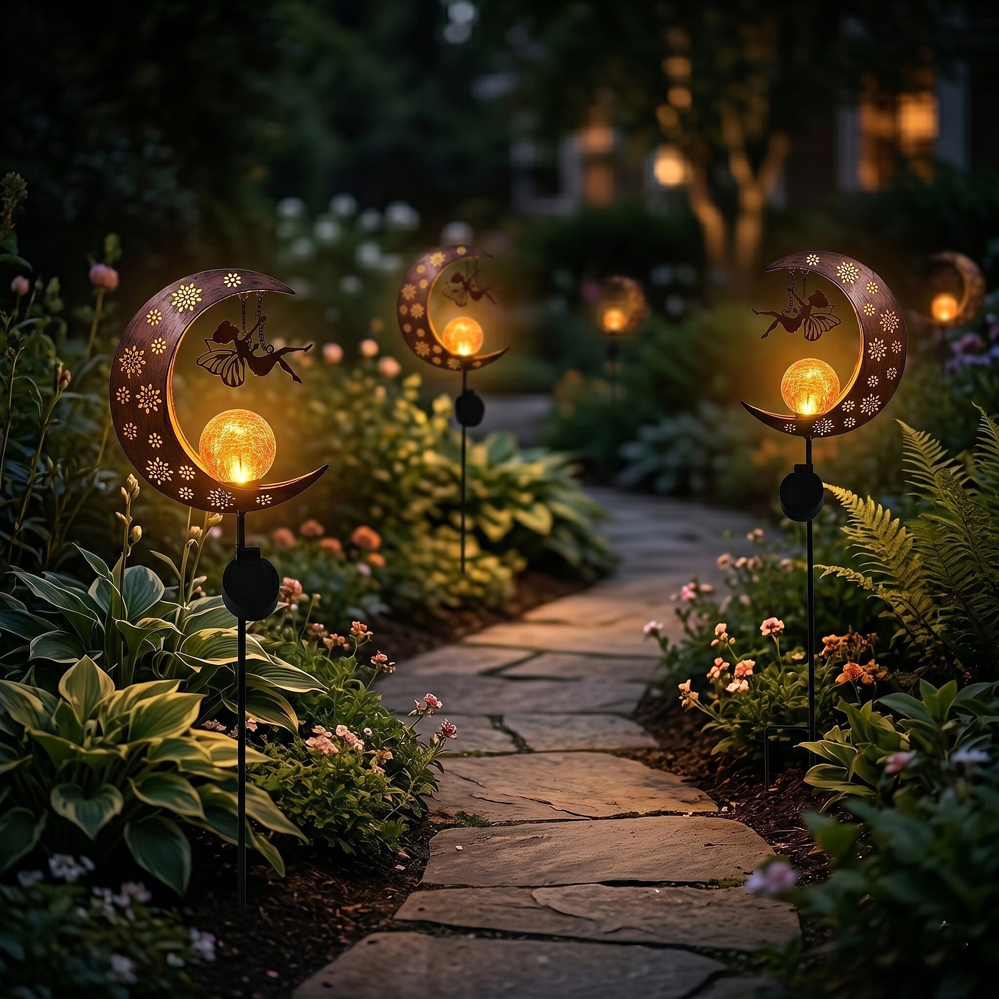 LIVMORE Solar Moon Garden Stake (91cm) - Copper