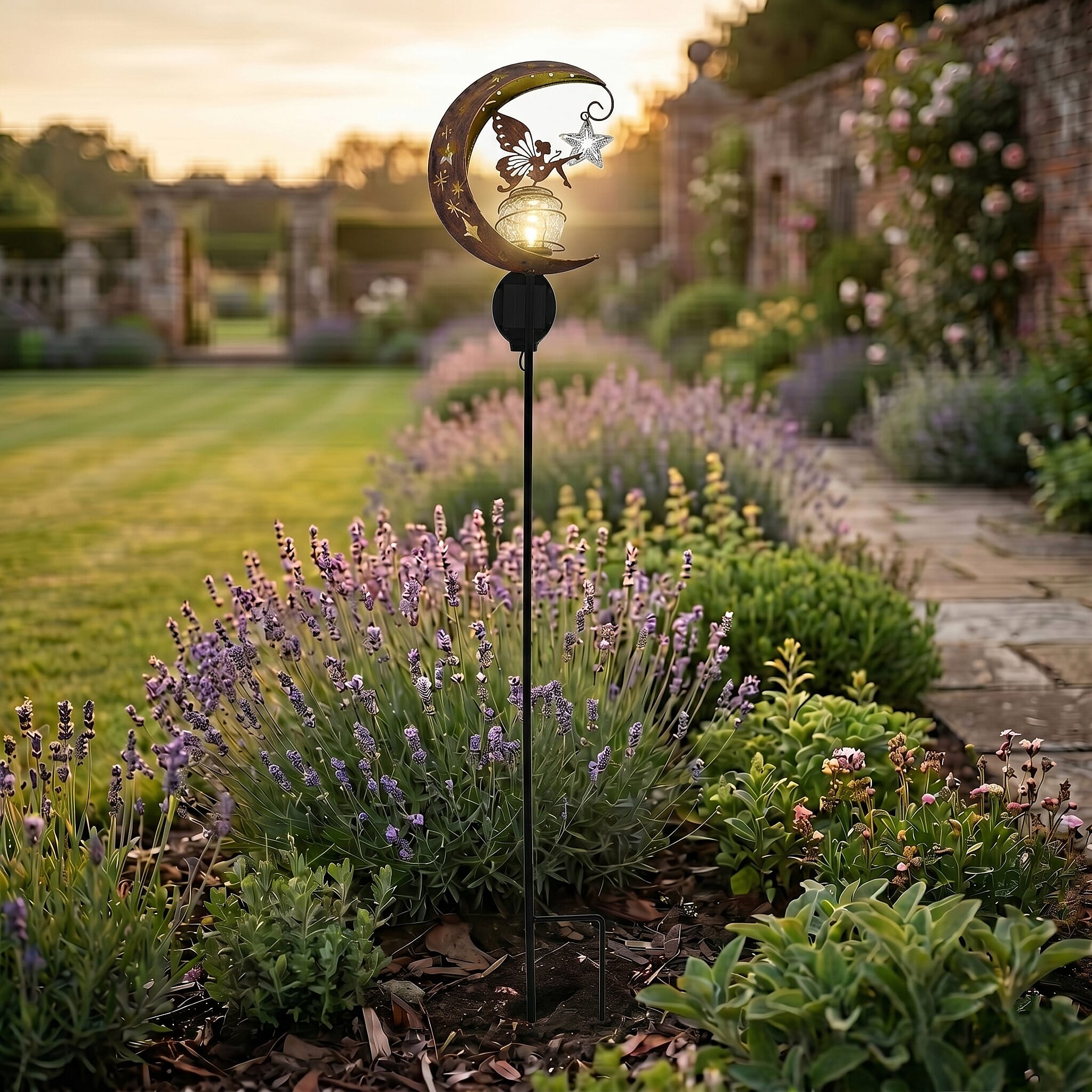 LIVMORE Solar Moon Garden Stake (83cm) - Copper