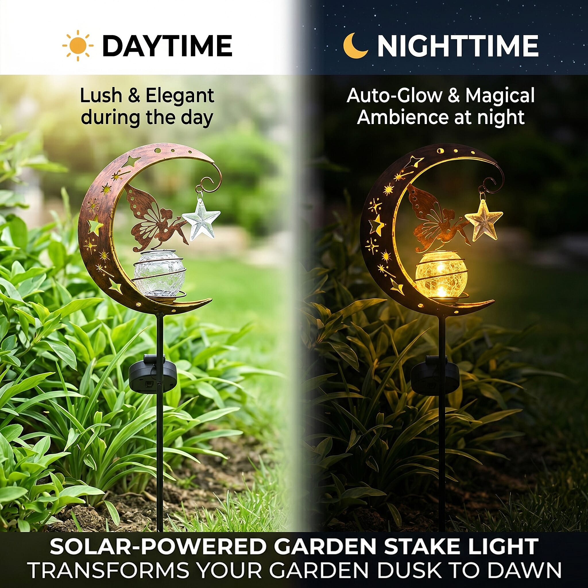 LIVMORE Solar Moon Garden Stake (83cm) - Copper