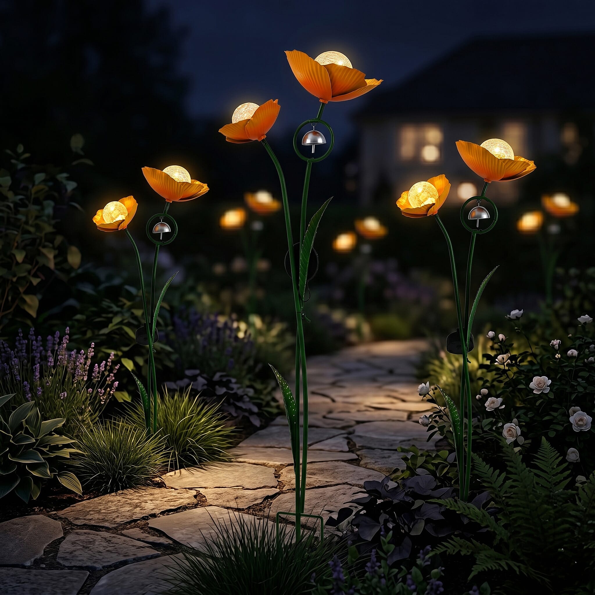 LIVMORE Solar Flower Garden Stake (91cm) - Yellow & Green