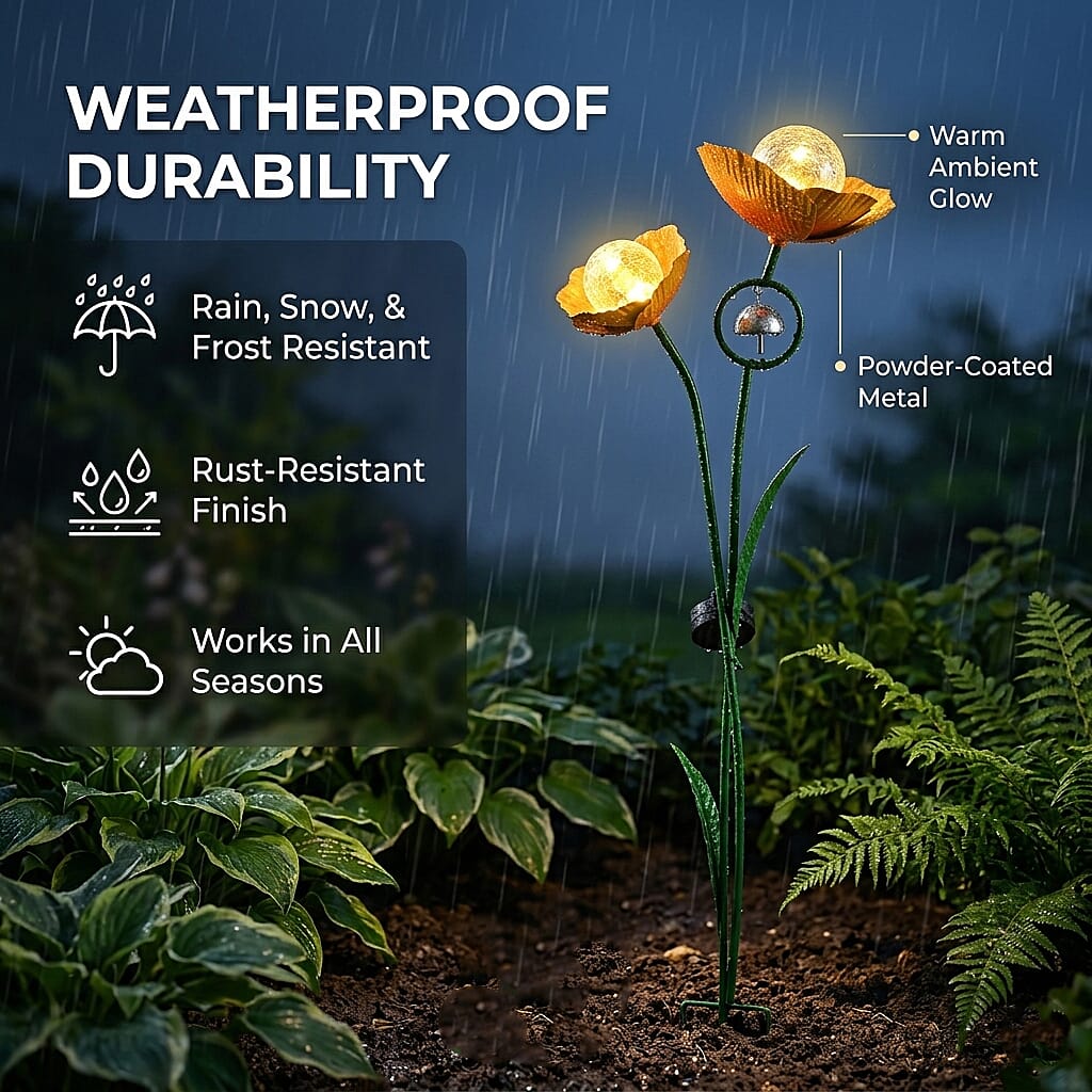 LIVMORE Solar Flower Garden Stake (91cm) - Yellow & Green