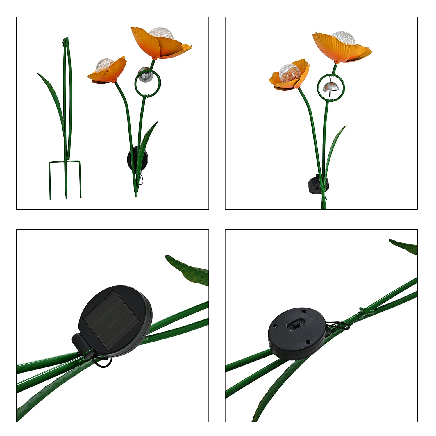 LIVMORE Solar Flower Garden Stake (91cm) - Yellow & Green