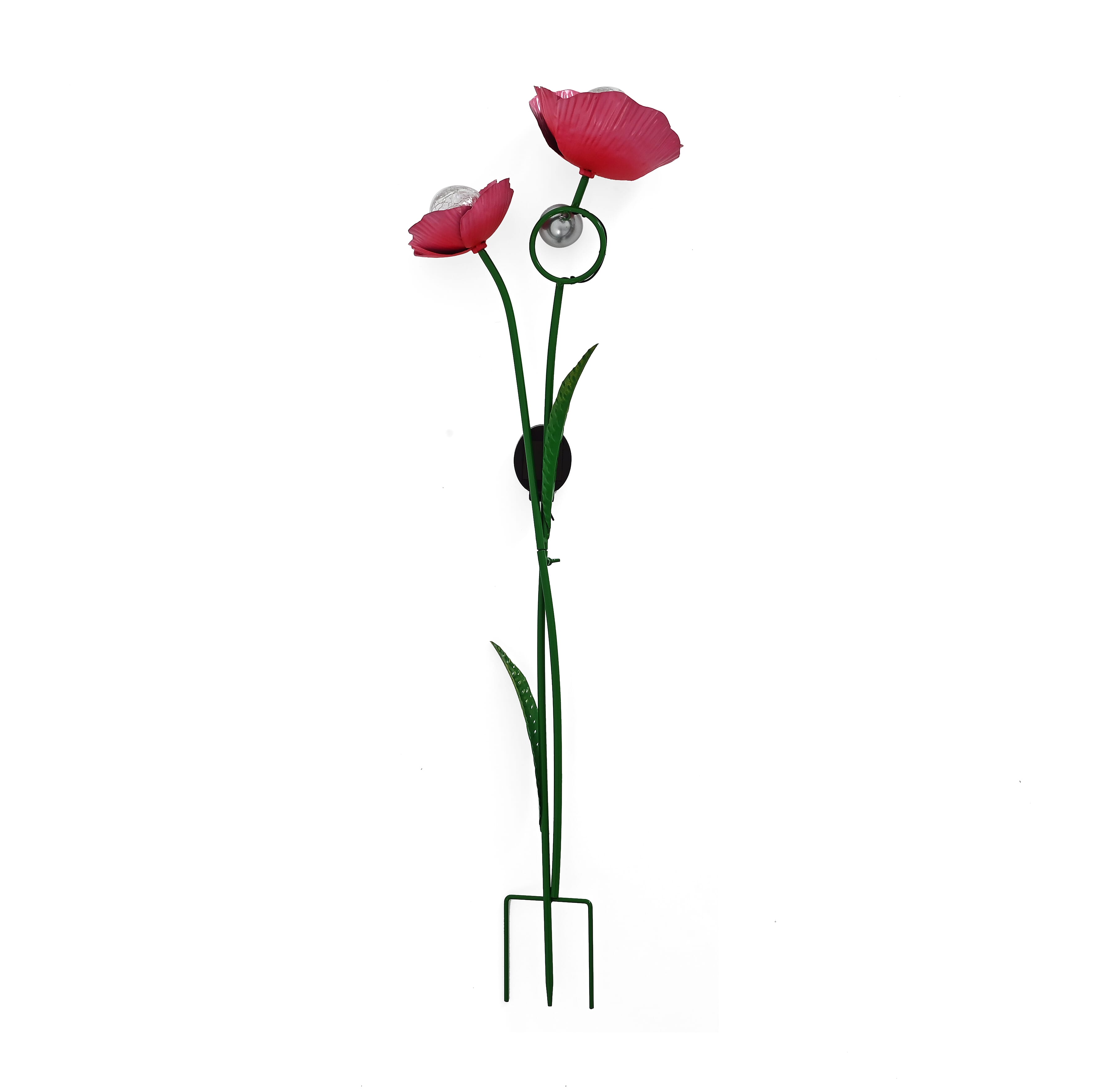 LIVMORE Solar Flower Garden Stake (91cm) - Pink & Green