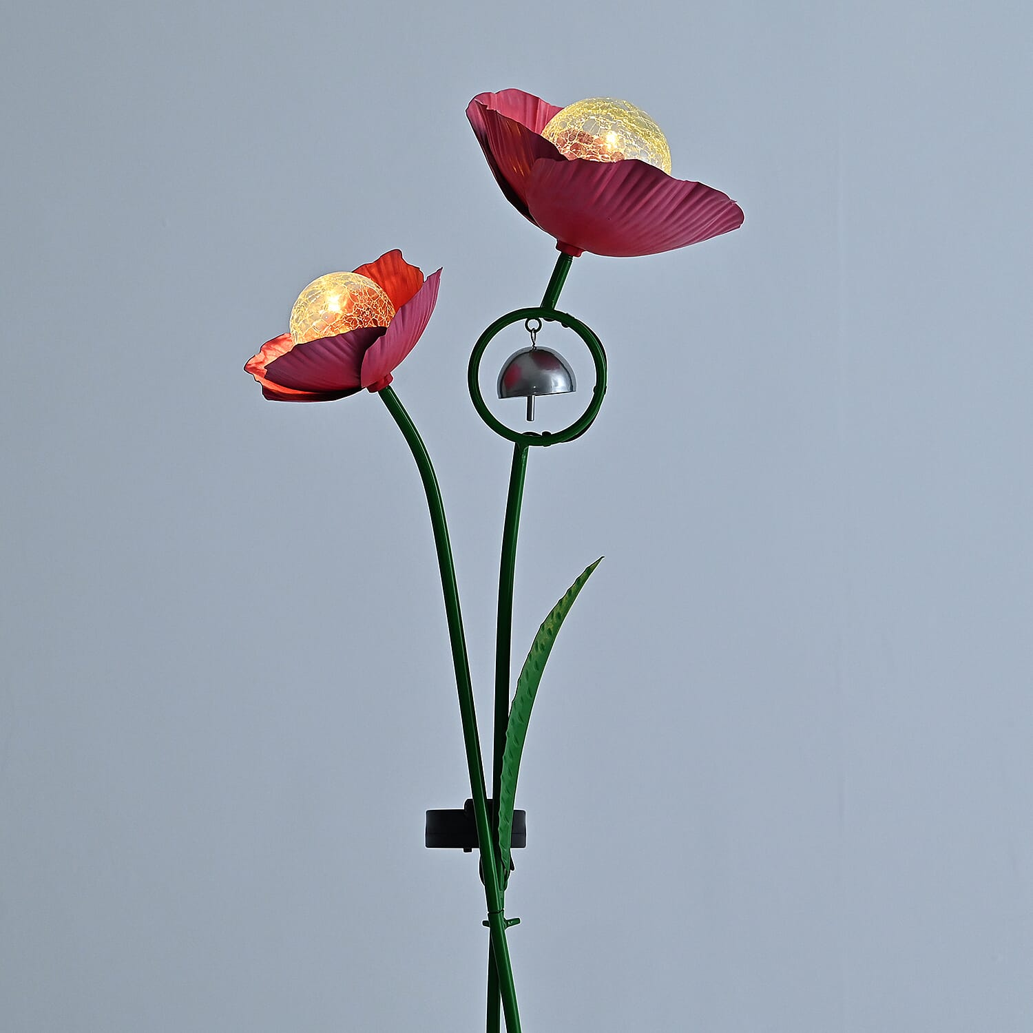 LIVMORE Solar Flower Garden Stake (91cm) - Pink & Green