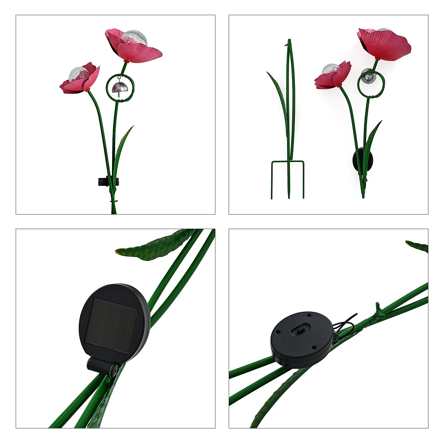 LIVMORE Solar Flower Garden Stake (91cm) - Pink & Green