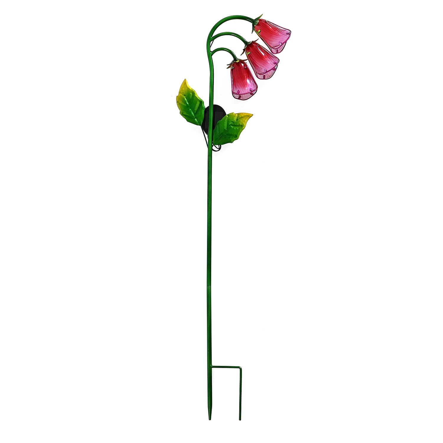 LIVMORE Solar Glass Flower Garden Stake (87cm) - Pink & Green