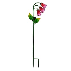 LIVMORE Solar Glass Flower Garden Stake (87cm) - Purple & Green