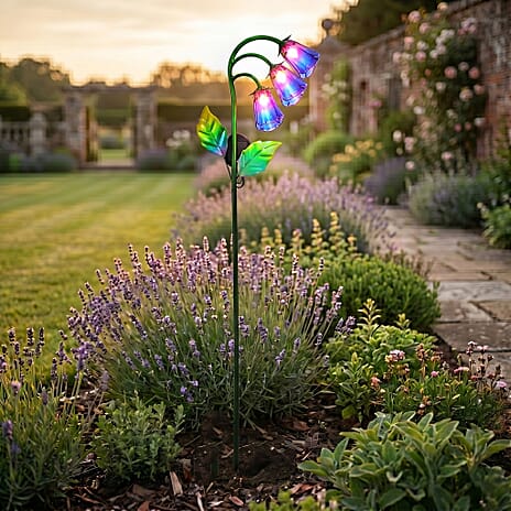 LIVMORE Solar Glass Foxglove Flower Garden Stake (87cm) - Purple & Green