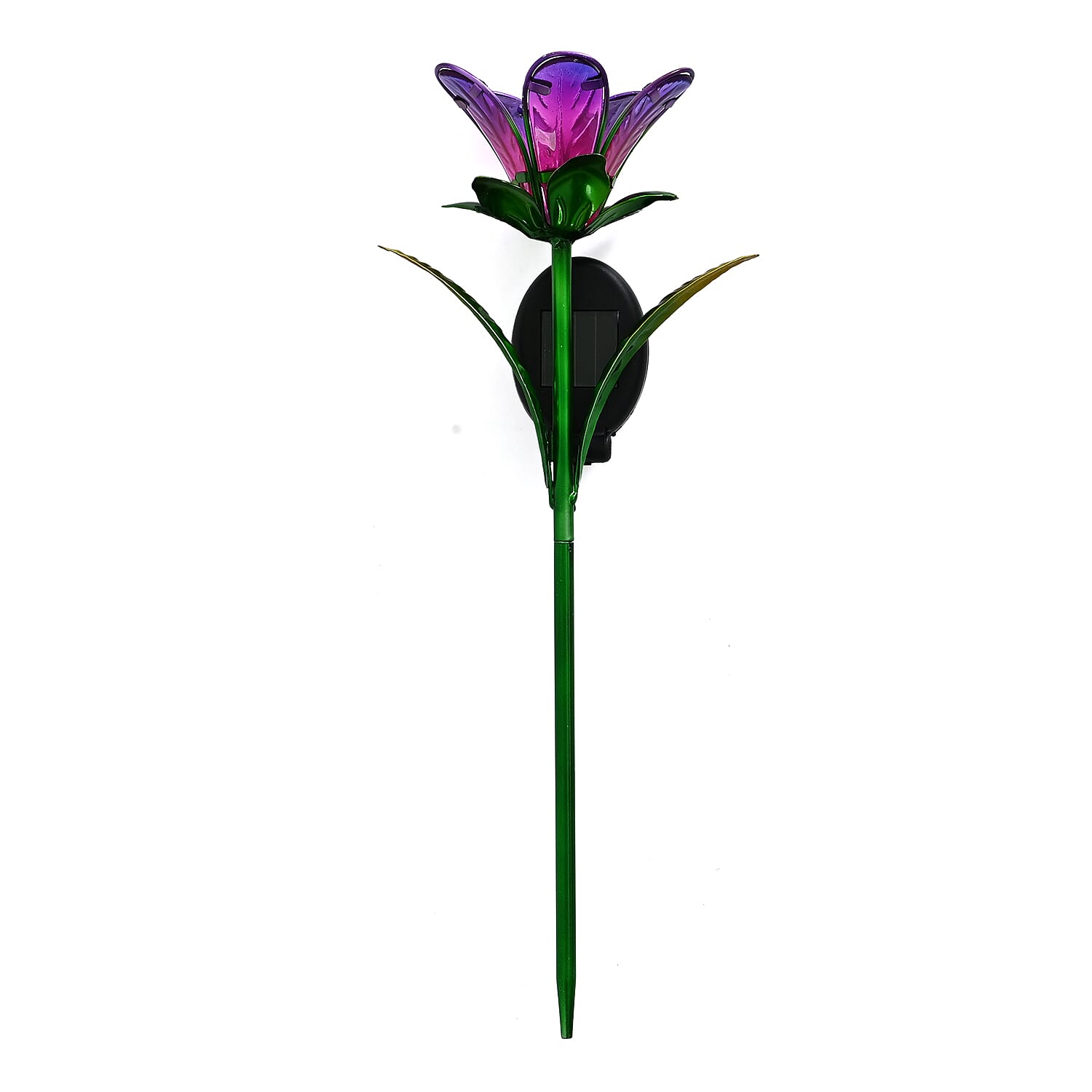 LIVMORE Solar Glass Flower Garden Stake (38cm) - Purple & Green