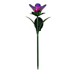 LIVMORE Solar Glass Flower Garden Stake (37cm) - Blue & Green