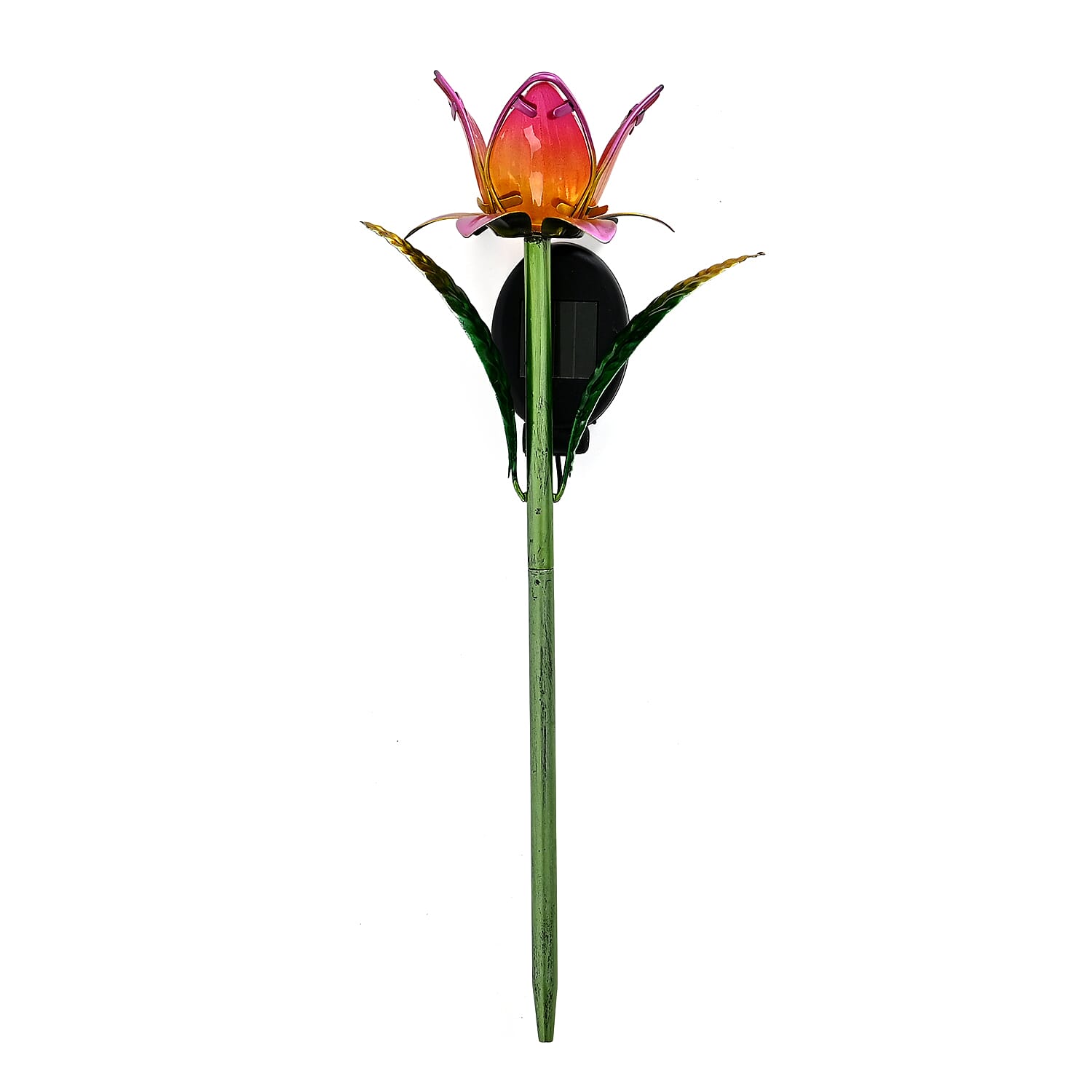 LIVMORE Solar Glass Flower Garden Stake (37cm) - Pink & Green