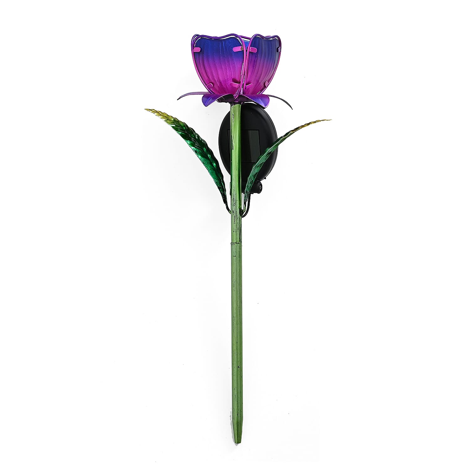 LIVMORE Solar Glass Flower Garden Stake (37cm) - Purple & Green