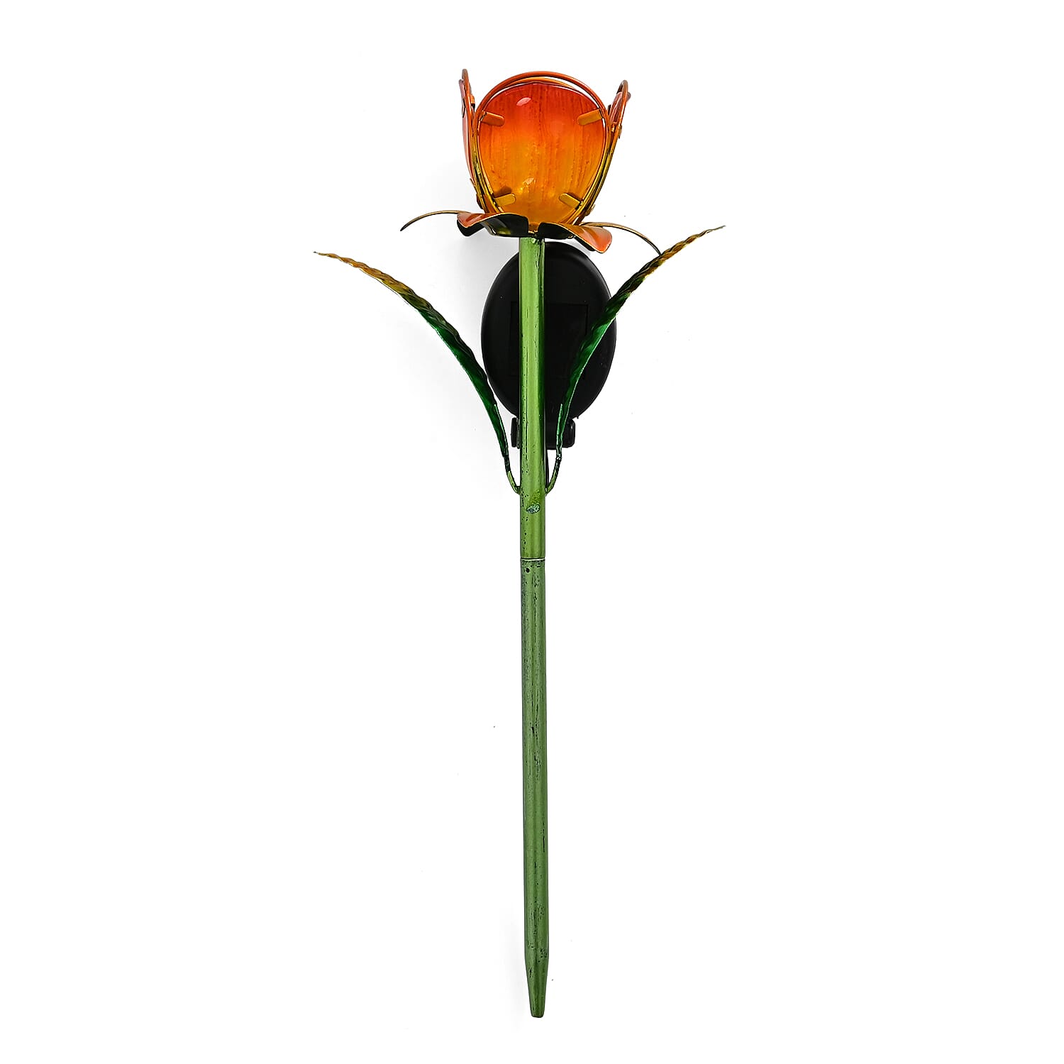 LIVMORE Solar Glass Flower Garden Stake (37cm) - Orange & Green