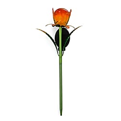 LIVMORE Solar Glass Flower Garden Stake (37cm) - Blue & Green