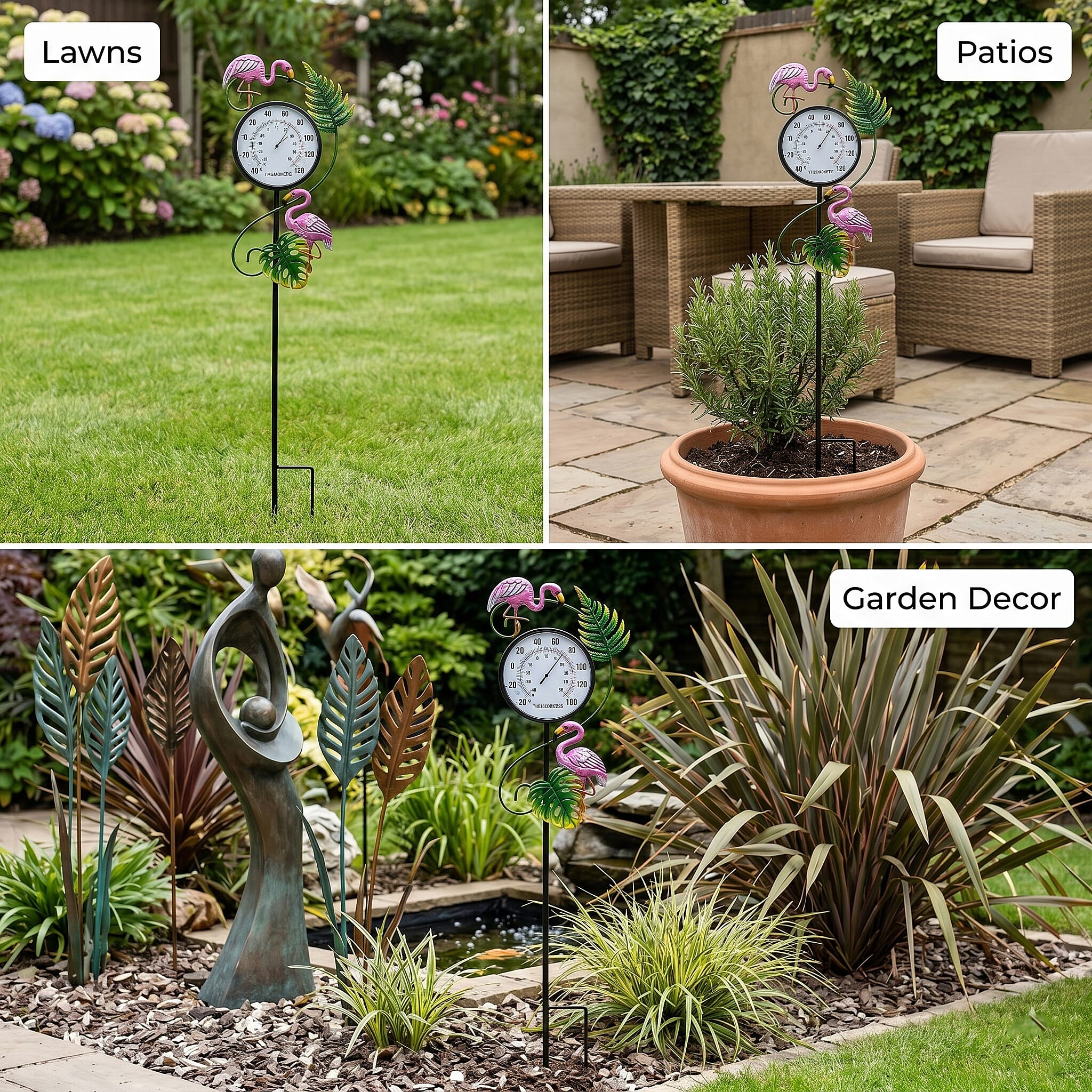LIVMORE Flamingo Thermograph Stake (108cm) - Pink & Green