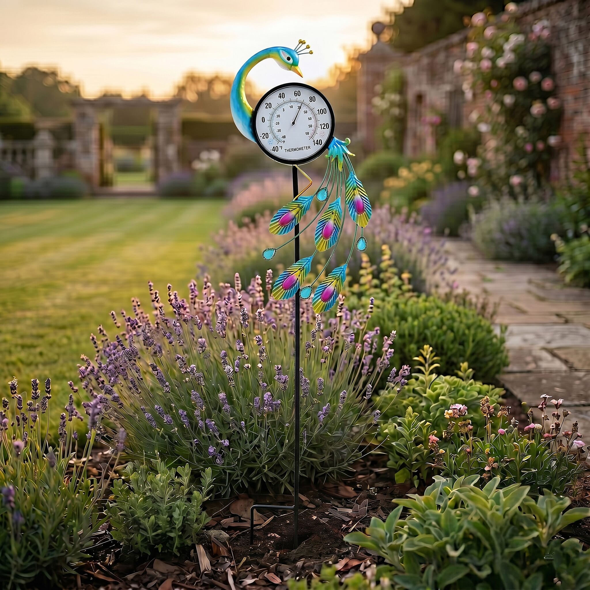 LIVMORE Peacock Thermograph Stake (108cm) - Blue & Yellow