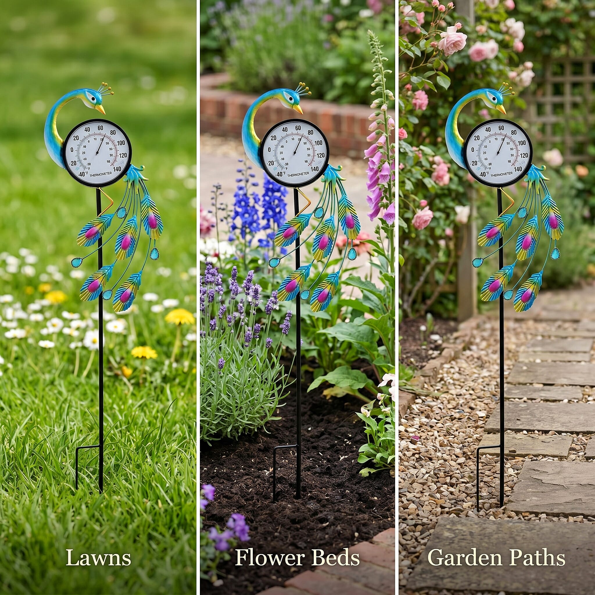 LIVMORE Peacock Thermograph Stake (108cm) - Blue & Yellow