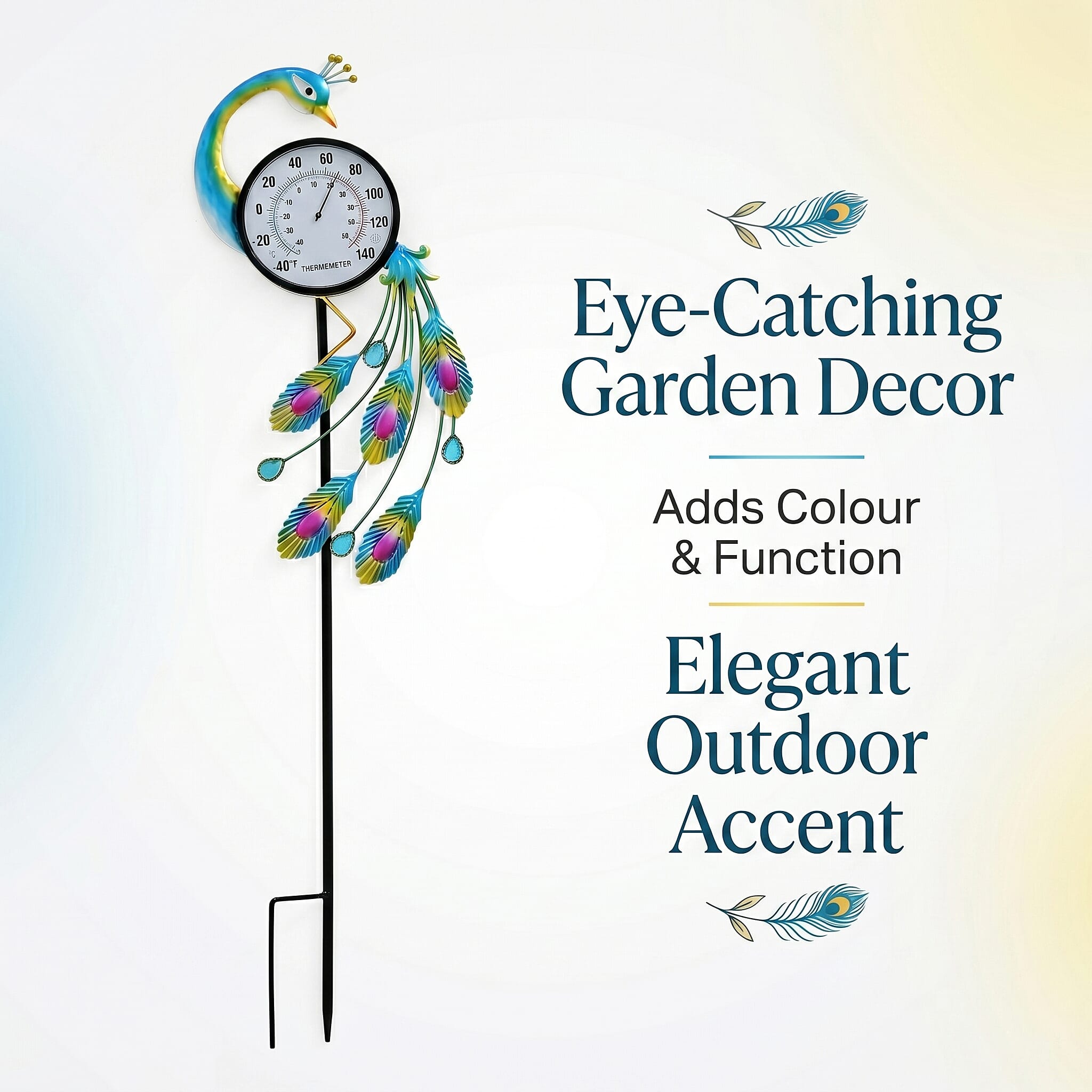 LIVMORE Peacock Thermograph Stake (108cm) - Blue & Yellow