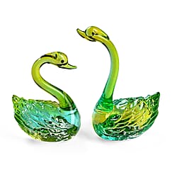 Livmore Set of 2 Swan Glass Decor - Green