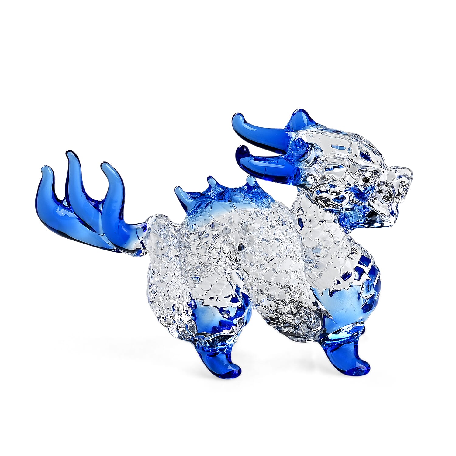 Livmore Chinese Dragon Glass Decor - Blue