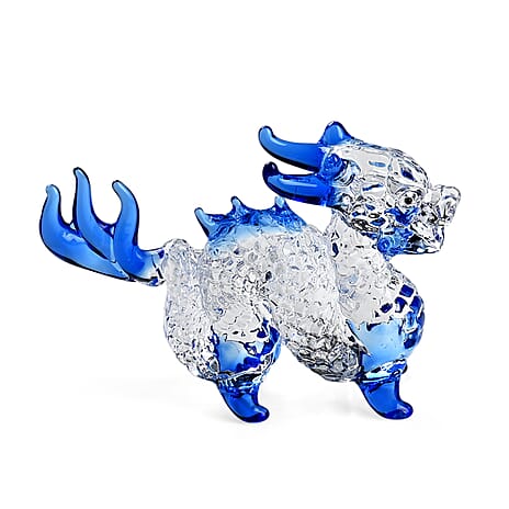 Livmore Chinese Dragon Glass Decor - Blue