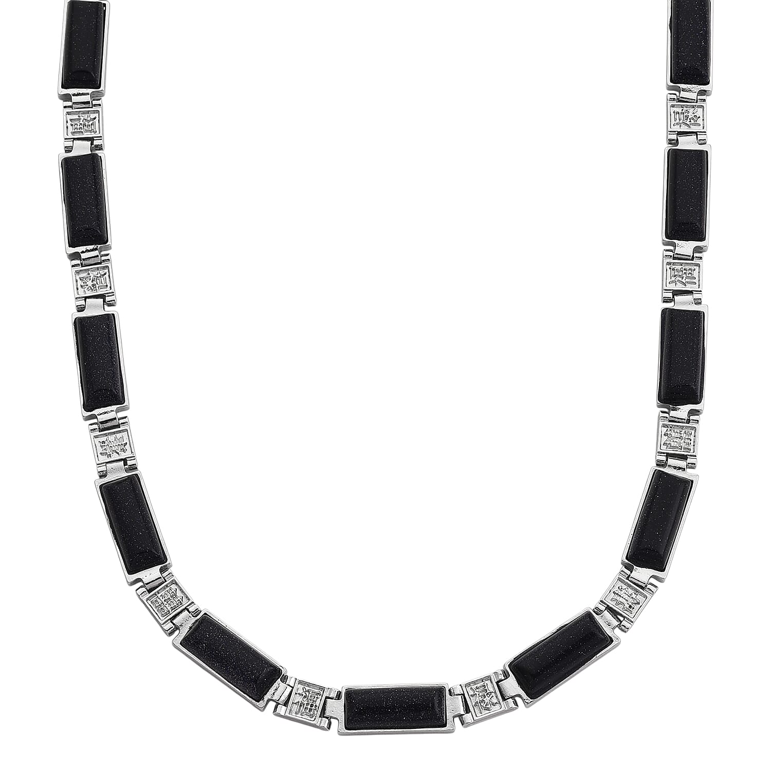 Designer Inspired - Blue Sandstone Magnetic Therapy Necklace (Size - 16)  50.000  Ct.