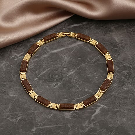 Gold Sandstone Magnetic Therapy Necklace (Size - 16) 50.00 Ct.