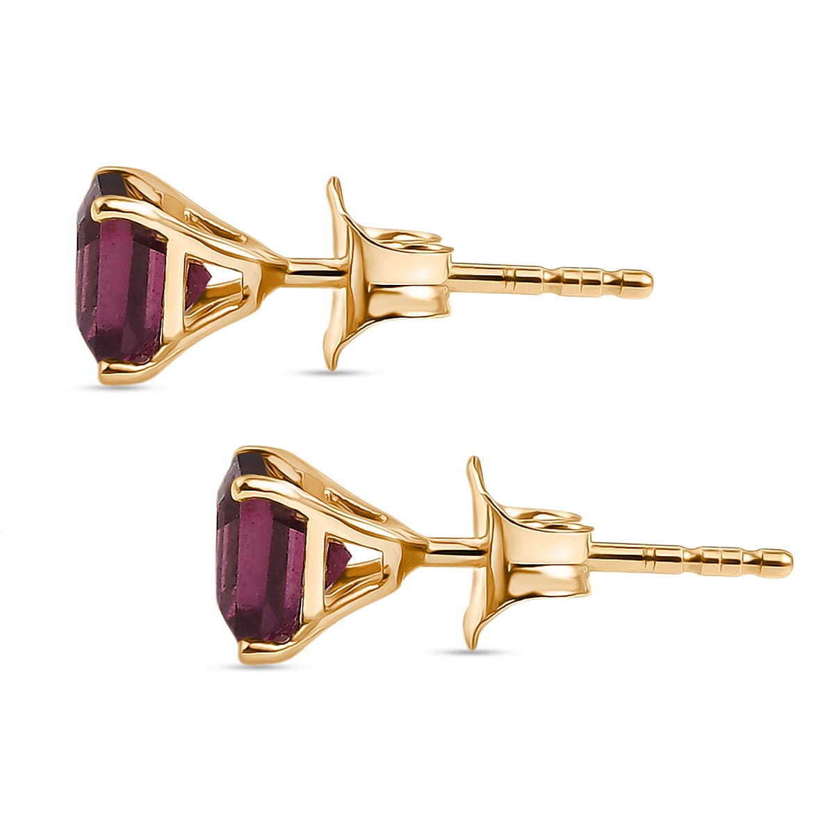 Rhodolite Garnet Solitaire Lever Back Earring in Yellow Gold Plated Sterling Silver 1.70 Ct.