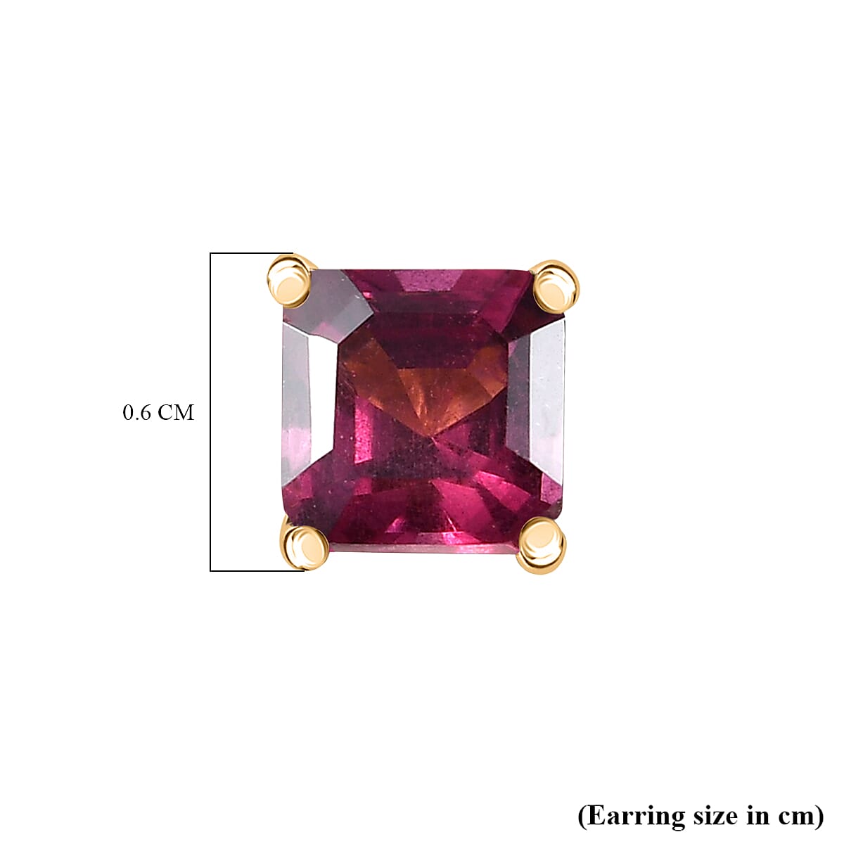 Rhodolite Garnet Solitaire Lever Back Earring in Yellow Gold Plated Sterling Silver 1.70 Ct.
