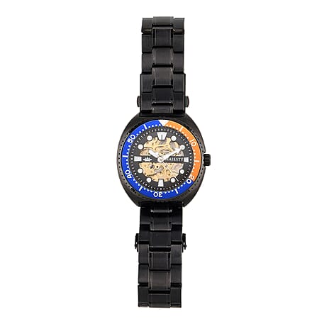 BRAND NEW - MAJESTY VOYAGER Automatic Mechanical 3ATM WR Mens Watch with Black Stainless Steel Strap - Black