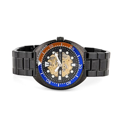 BRAND NEW - MAJESTY VOYAGER Automatic Mechanical 3ATM WR Mens Watch with Black Stainless Steel Strap - Black