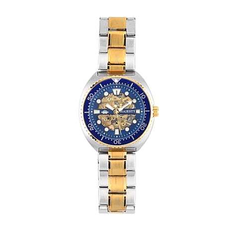 ONE TIME OFFER - MAJESTY VOYAGER Automatic Mechanical 3ATM WR Mens Watch with Dual Tone Stainless Steel Strap - Black