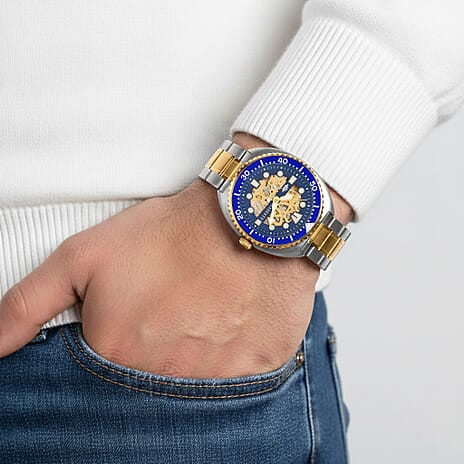 ONE TIME OFFER - MAJESTY VOYAGER Automatic Mechanical 3ATM WR Mens Watch with Dual Tone Stainless Steel Strap - Black