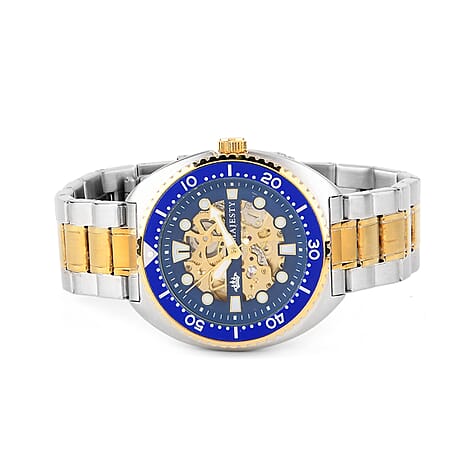 ONE TIME OFFER - MAJESTY VOYAGER Automatic Mechanical 3ATM WR Mens Watch with Dual Tone Stainless Steel Strap - Black