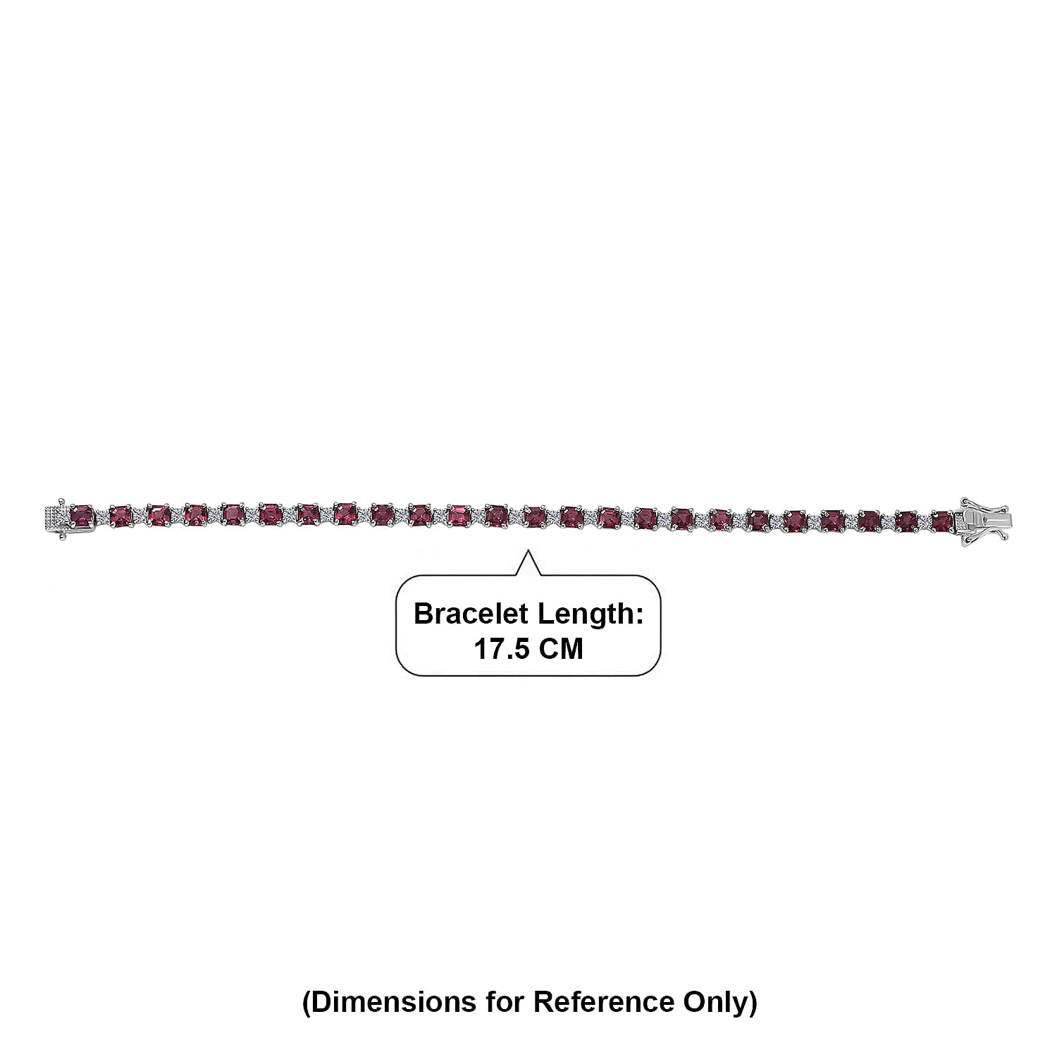 D'Joy Rhodolite Garnet, White Zircon Cluster Bracelet (Size - 7) in Rhodium OverlaySterling Silver, Silver Wt.10 Gms  13.200  Ct.