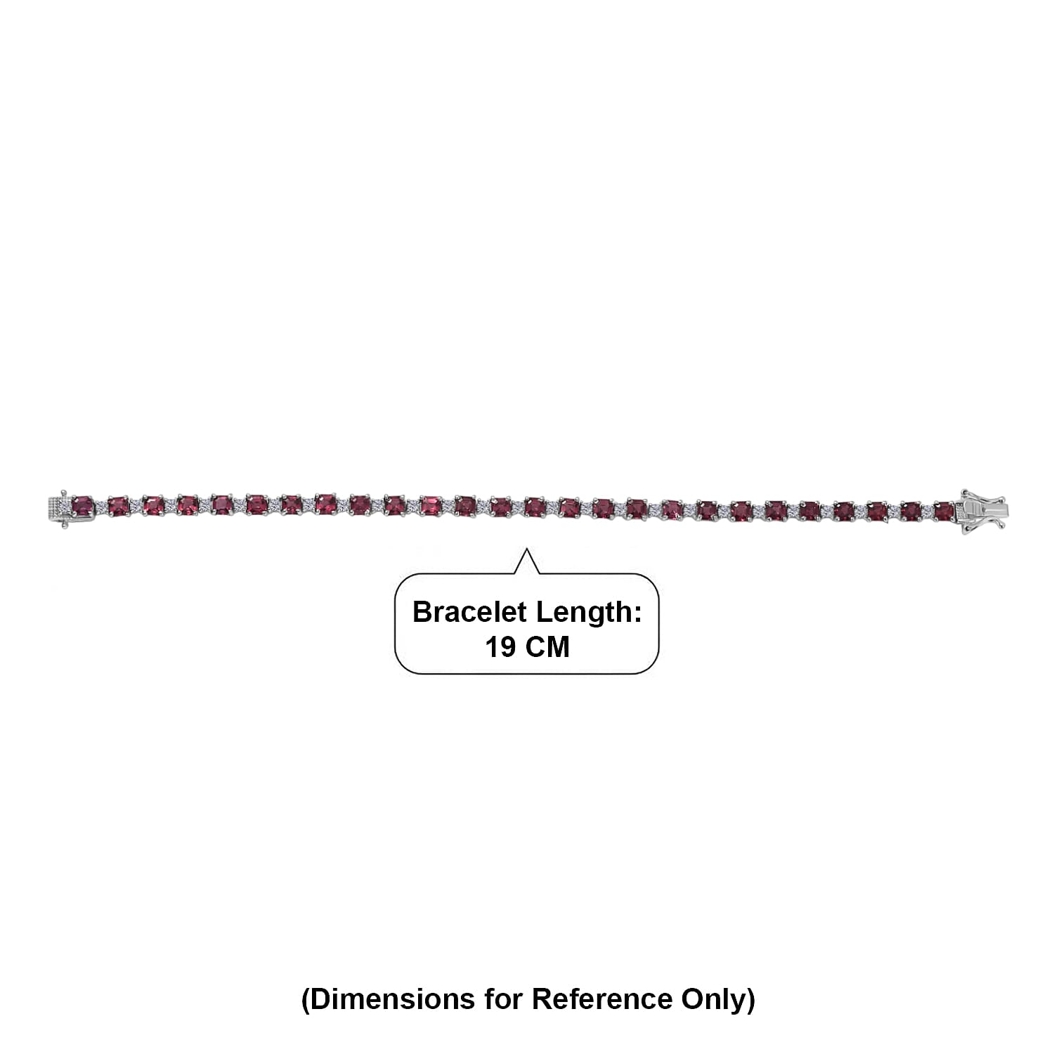 D'Joy Rhodolite Garnet, White Zircon Cluster Bracelet (Size - 7.5) in Rhodium OverlaySterling Silver, Silver Wt.10 Gms  13.540  Ct.