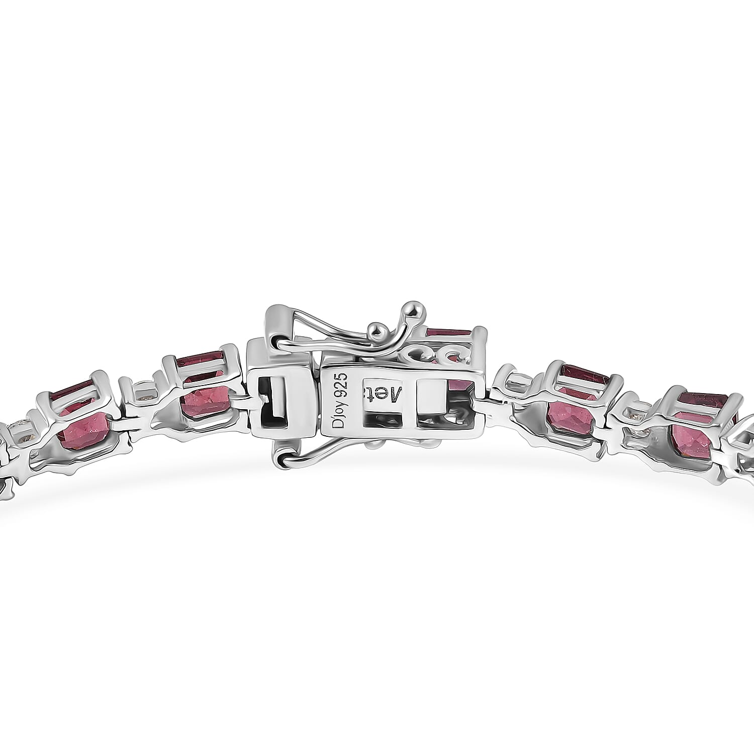 D'Joy Rhodolite Garnet, White Zircon Cluster Bracelet (Size - 8) in Rhodium OverlaySterling Silver, Silver Wt.10 Gms  13.635  Ct.