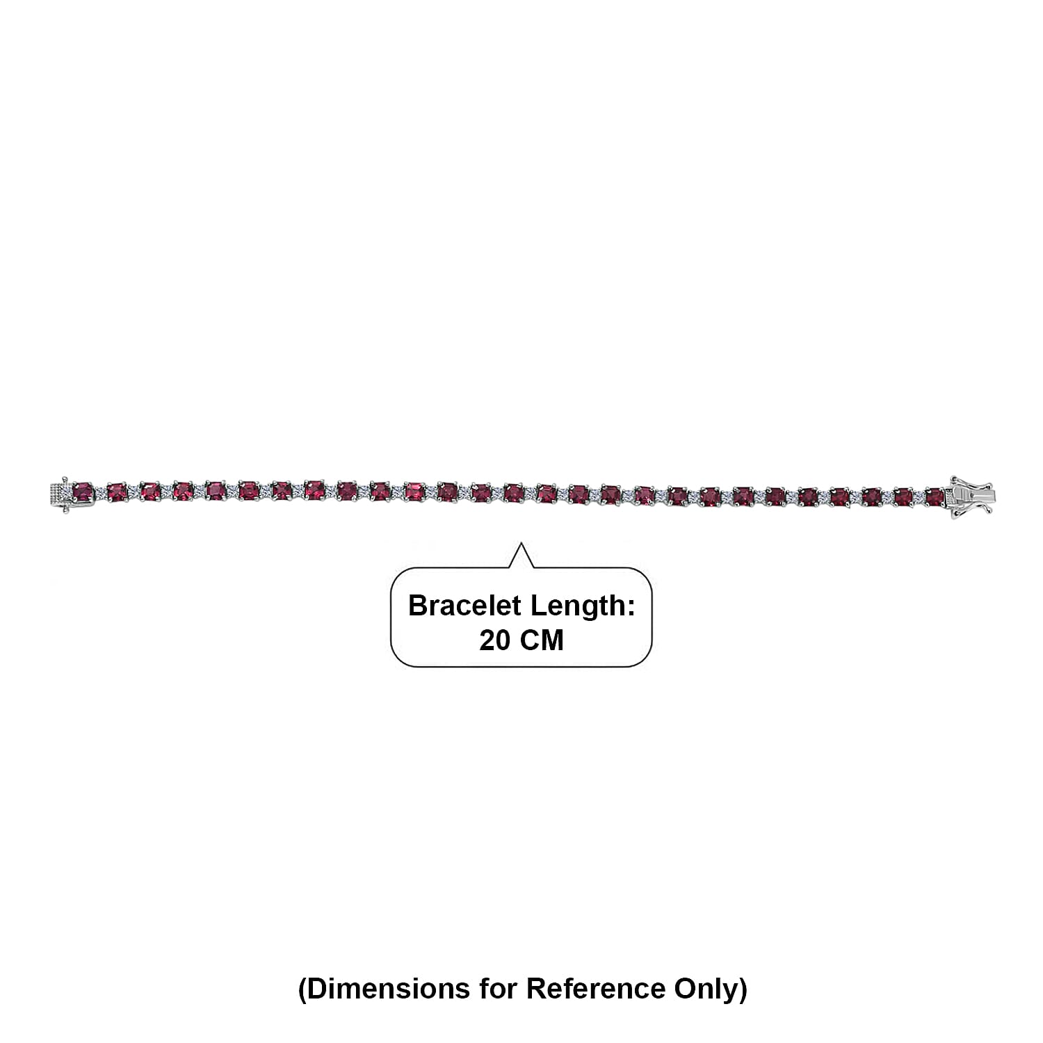 D'Joy Rhodolite Garnet, White Zircon Cluster Bracelet (Size - 8) in Rhodium OverlaySterling Silver, Silver Wt.10 Gms  13.635  Ct.