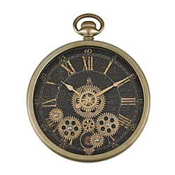 Rotating Gears Roman Numeral Timepiece - Industrial Moving Cog Skeleton Clock (26.8cm Dia) - Jade Green