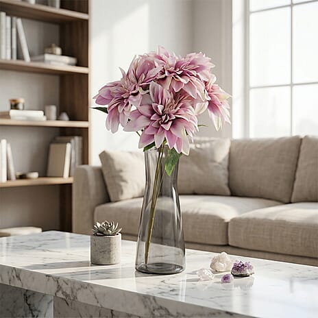 7- Head Artificial Dahlia Flower (43cm) - Lilac