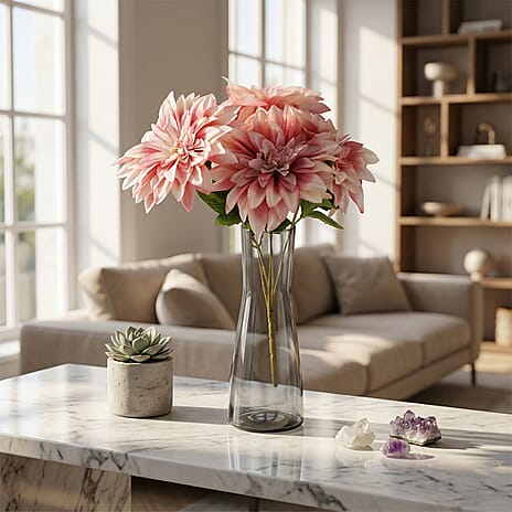 7- Head Artificial Dahlia Flower (43cm) - Pink