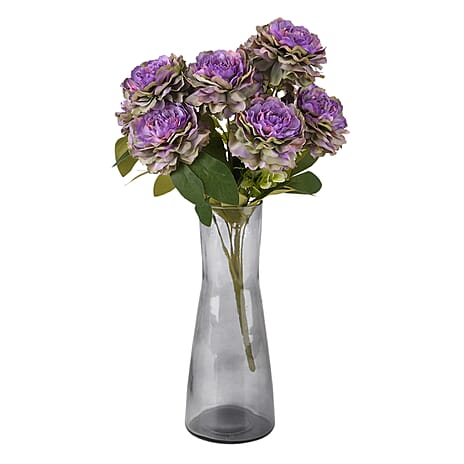9-Heads Artificial Flower Bush (43cm) - Purple