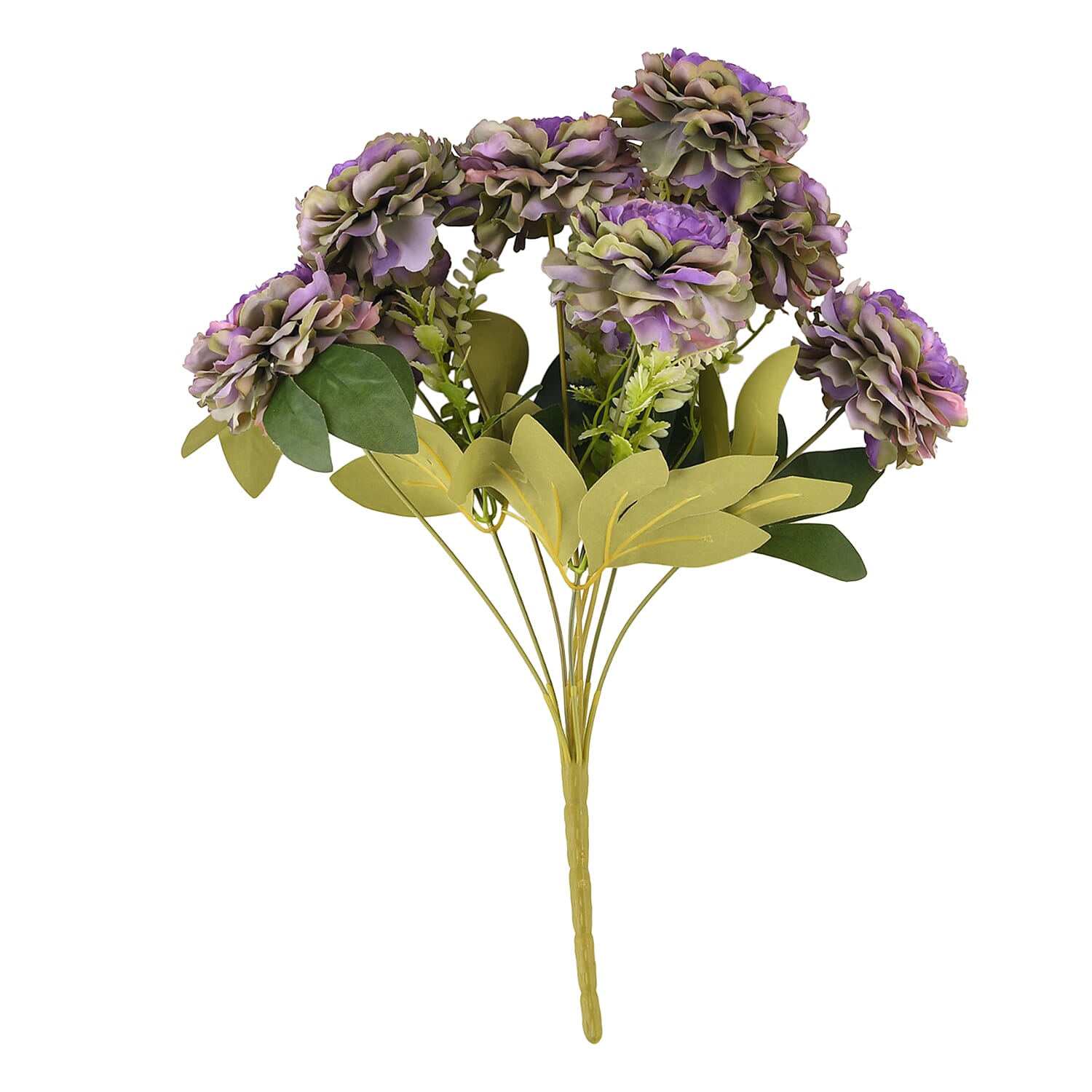 9-Heads Artificial Flower Bush (43cm) - Purple