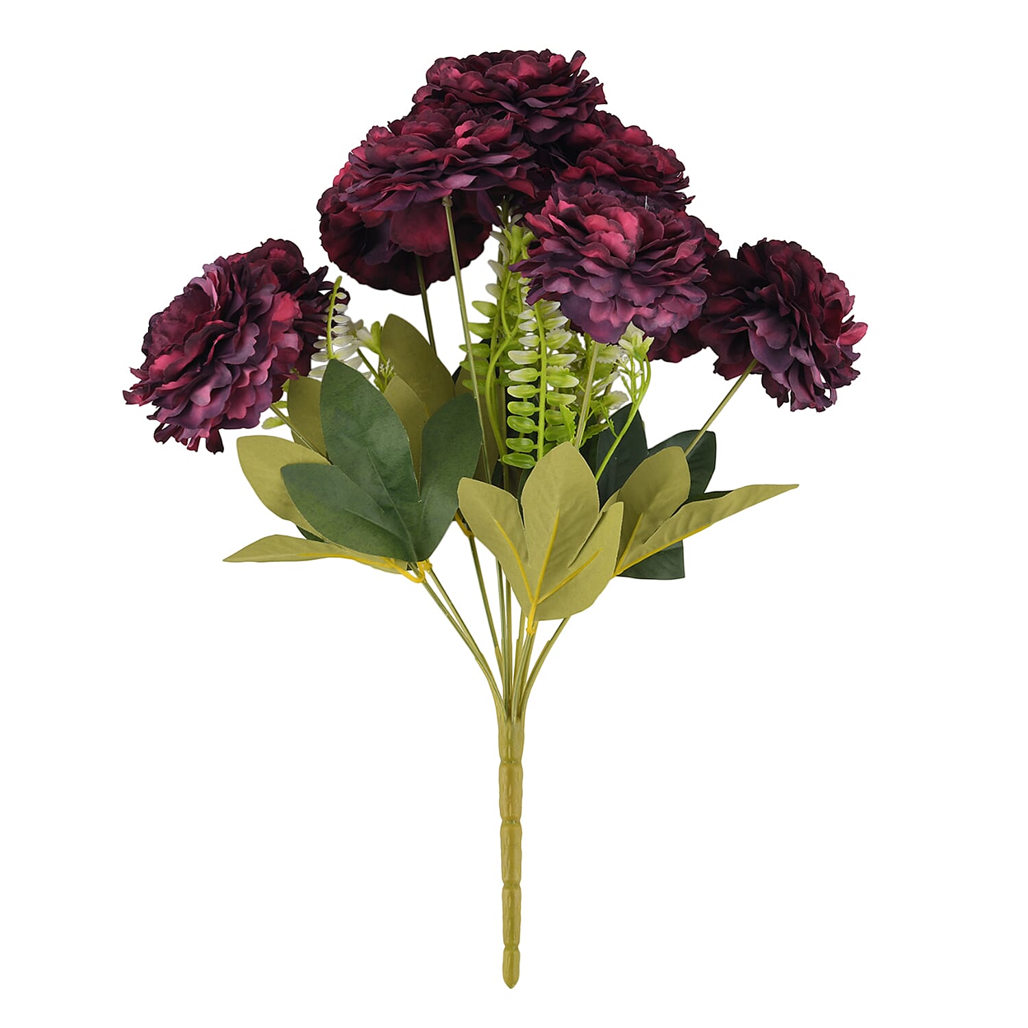 9-Heads Artificial Flower Bush (43cm) - Red