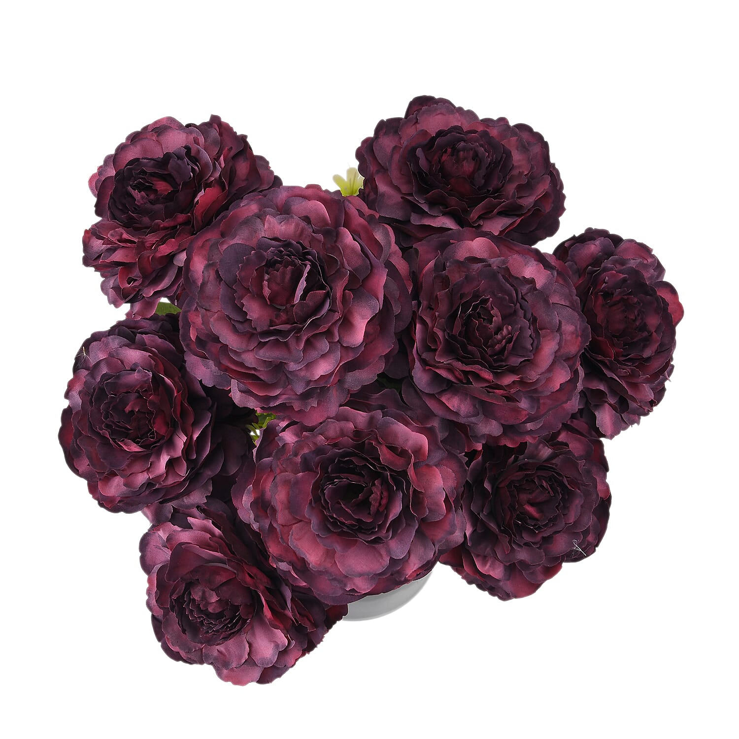 9-Heads Artificial Flower Bush (43cm) - Red